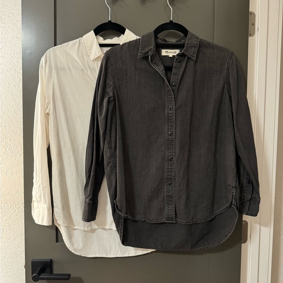 Lot of 2 Madewell Ex-Boyfriend Oversized Button-Down Shirts XXS - Picture 1 of 7